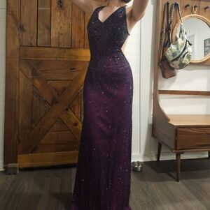 Scala Purple And Mesh Prom Dress